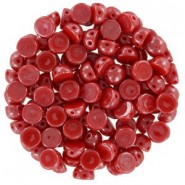 Czech 2-hole Cabochon beads 6mm Opaque Red Shimmer
